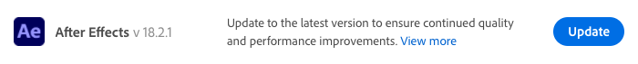 An image of the After effects update description