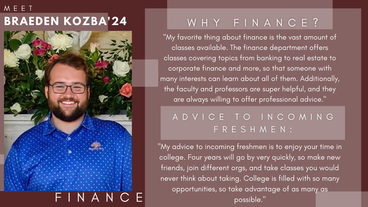 TAMUClassof25's tweet photo. Hey #tamu25! This week's major spotlight features Braeden Kobza '23. Braeden is a Finance major from Cypress, TX.🤠👍 https://t.co/CSj6EdVdHF