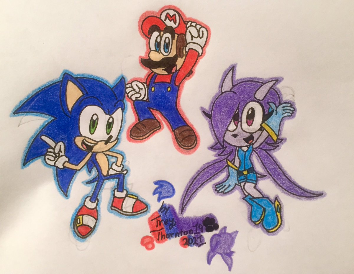 artisttreyIII's tweet photo. Mario, Sonic, and Lilac (remake)
(This is a remake of my old drawing, and a crossover of my favorite franchises.) https://t.co/Th5AY4wqWH