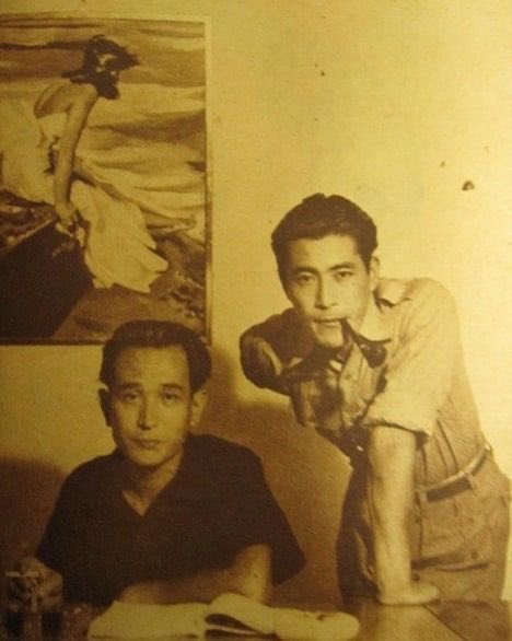 Akira Kurosawa and Toshiro Mifune in the 1950s. A mood.