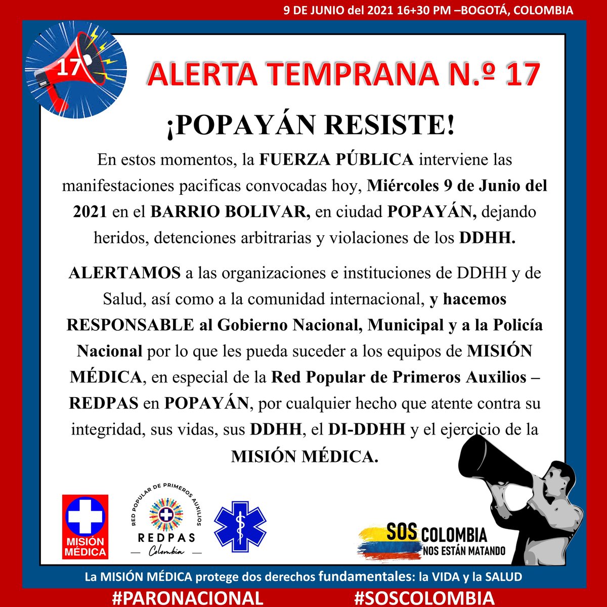 RRedpas's tweet photo. 🔴⚠ALERTAAAAAA⚠🔴
EN POPAYÁN
Nuevos ataques a las manifestaciones pacíficas por parte de la Fuerza Pública!
#ParoNacional9J  #ParoNacional #SOSColombiaNosEstanMatando #CIDHEnColombia https://t.co/VUzWJFds1V