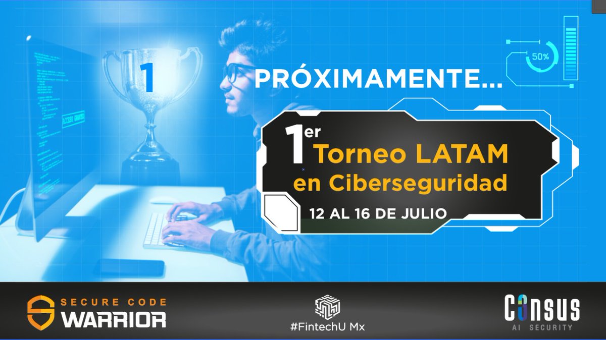 FintechUmx1's tweet photo. 👨‍💻1er Torneo Latinoamericano en Ciberseguridad. 💻#SecureCodeWarriors #C3nsus y #FintechU unidos en un solo Torneo. ¡Participa, habrá grandes premios!🎁
Registro: https://t.co/0ycwA8EYHG
@fintechile @FinTechIberoamerica @fintechmx   @FinTechCC  @Amsofipo @CamaraFintechAr https://t.co/hxjr0Nl5Pp