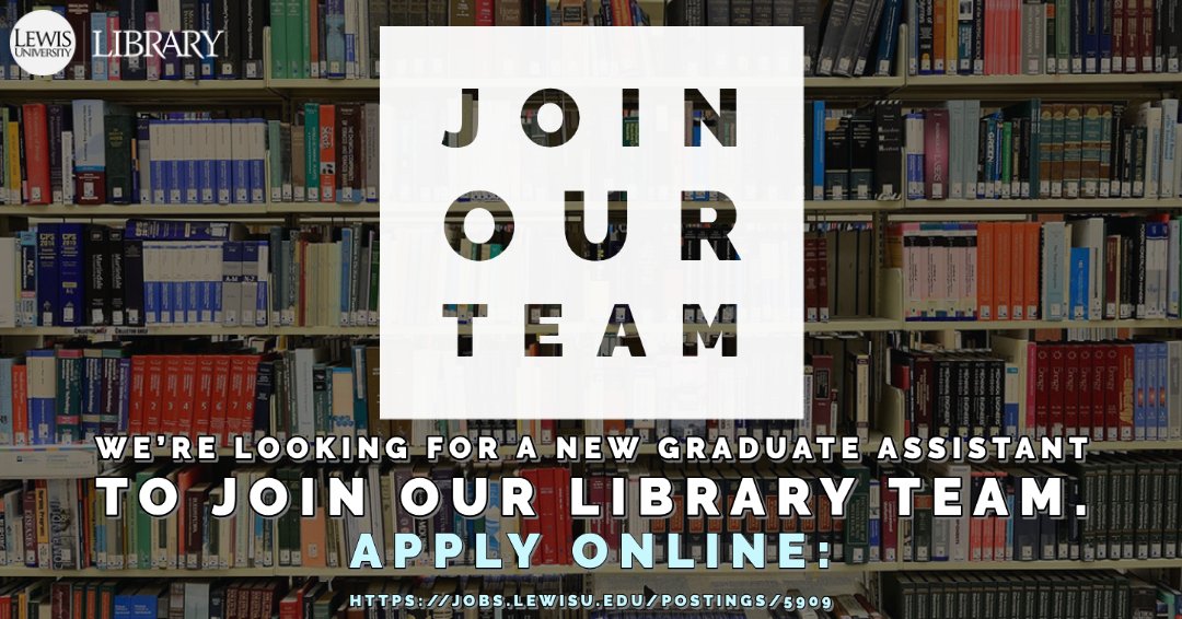 Do you want to work with some awesome people, and learn some cool new skills?
Your #Lewisu Library has an open position for a graduate assistant.
To apply:
jobs.lewisu.edu/postings/5909
#teamlewislibrary #graduateassistant