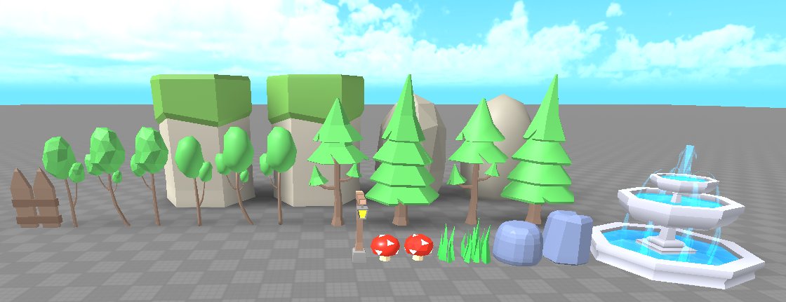 FigZaru's tweet photo. Selling my asset pack! (nobody is gonna see this)

Includes:
10 Trees
4 Borders
3 Decorative Assets
4 Nature Assets 
2 Rock Types

Price: 1040R$

|#RobloxDev |#Roblox | #RobloxDevs| https://t.co/OpFZ44piU5