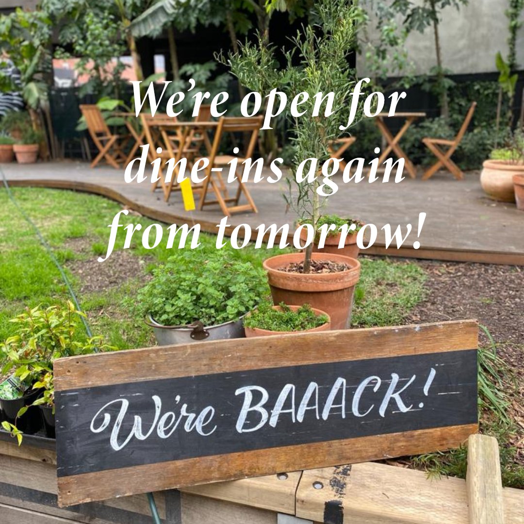 We're opening for dine-ins again from tomorrow at our Cromwell Street and Parkville cafes, can't wait! Cromwell will be open this weekend too, head to the website to book a table: buff.ly/3qGLM91