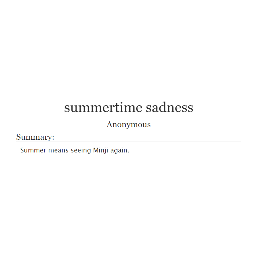 #ggjukebox DAY 5: summertime sadness (dreamcatcher, jiu/yoohyeon) archiveofourown.org/works/31595312