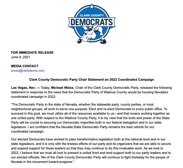 ClarkDems's tweet photo. The Democratic Party in the state of Nevada, whether the statewide party, county parties, or local neighborhood groups, all work to serve one purpose: Elect and re-elect Democrats to every public office. https://t.co/rRYX3Fqd7B