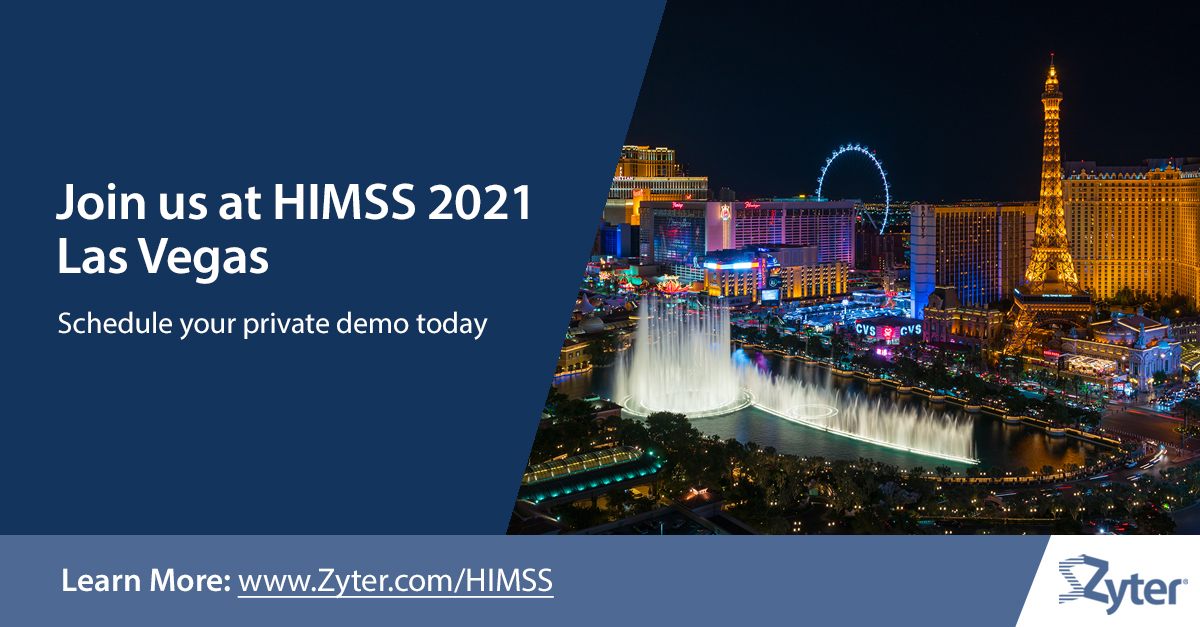 Zyterofficial's tweet photo. Make plans to see #Zyter @ #HIMSS2021 in #LasVegas (August 9-13) booth #2549.
In-person product demonstrations include:
#Casenet’s #TruCare; Zyter #Telehealth;
Zyter #RemotePatientMonitoring (#RPM); and
#ZyterHome.
Learn more: https://t.co/TBeKuebujK
#himss @Zyterofficial https://t.co/wOlK2cJJYS