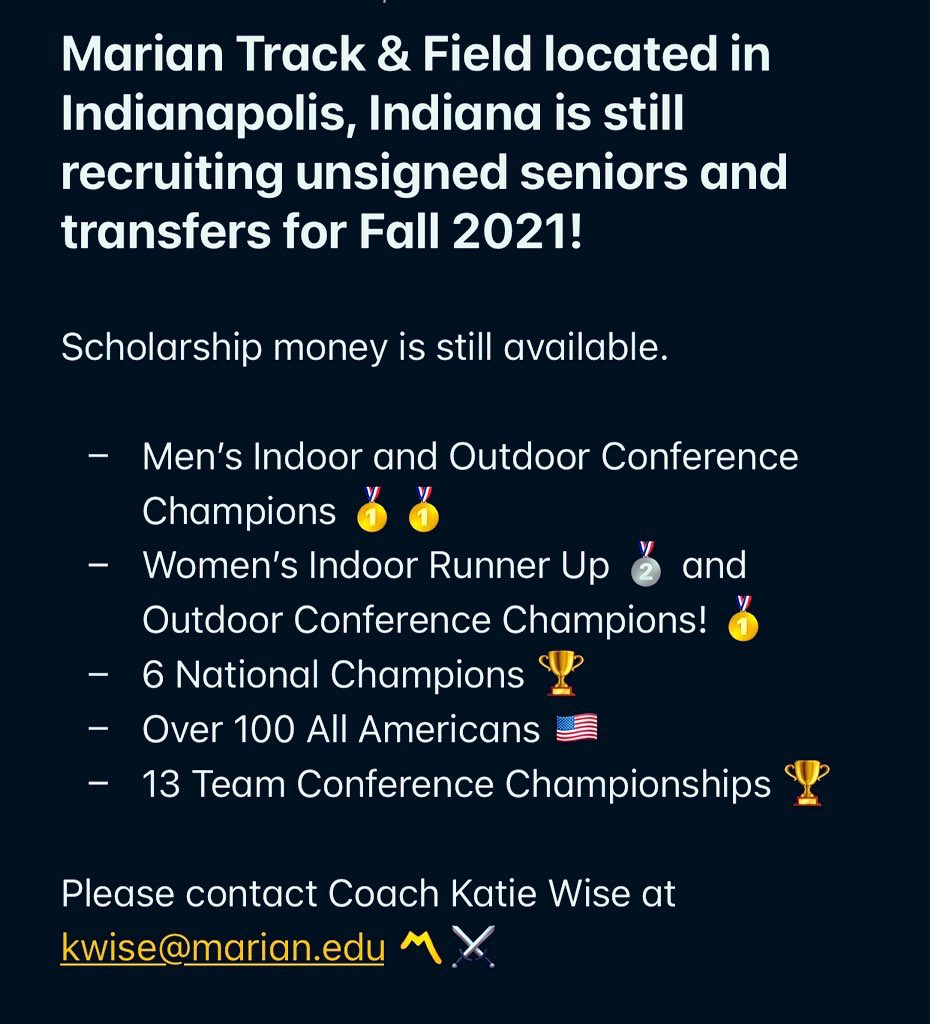 MarianTrackXC's tweet photo. Still recruiting for Fall 2021! 〽️⚔️ https://t.co/rbadFQU0EO