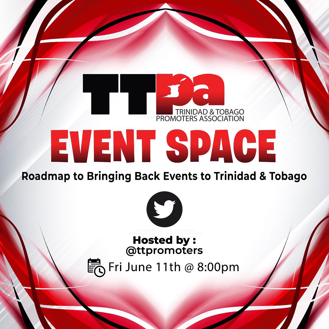 ttpromoters's tweet photo. Introducing TTPA Event Space!
The roadmap to bringing back events to Trinidad and Tobago! Join our discussion this Friday June 11th at 8pm as we discuss vaccinations, events and much more!
#WeEventSpace #TTPAEventSpace https://t.co/VGpUS8bzVL