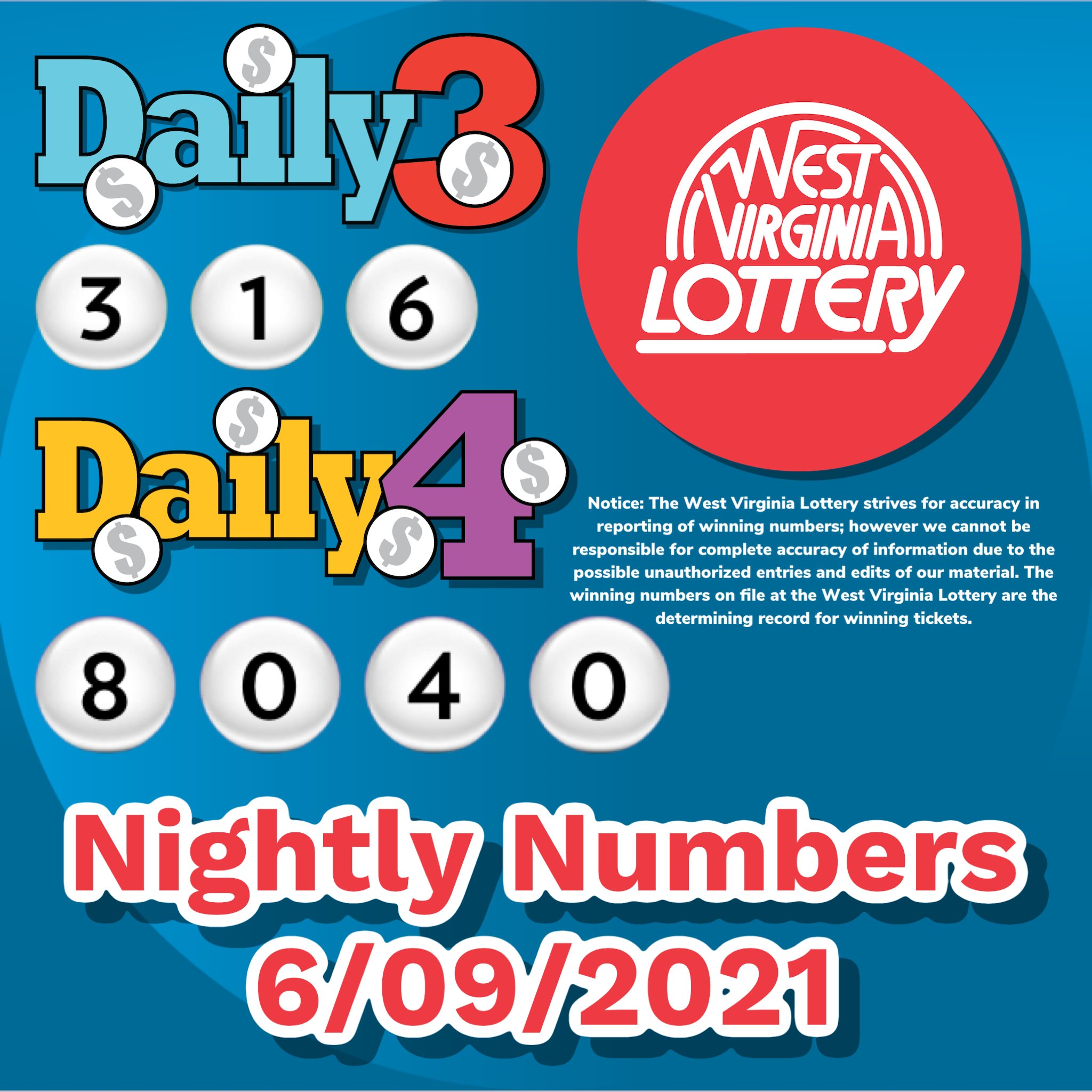 WV Lottery on Twitter "Check your tickets! Here are tonight’s Daily 3