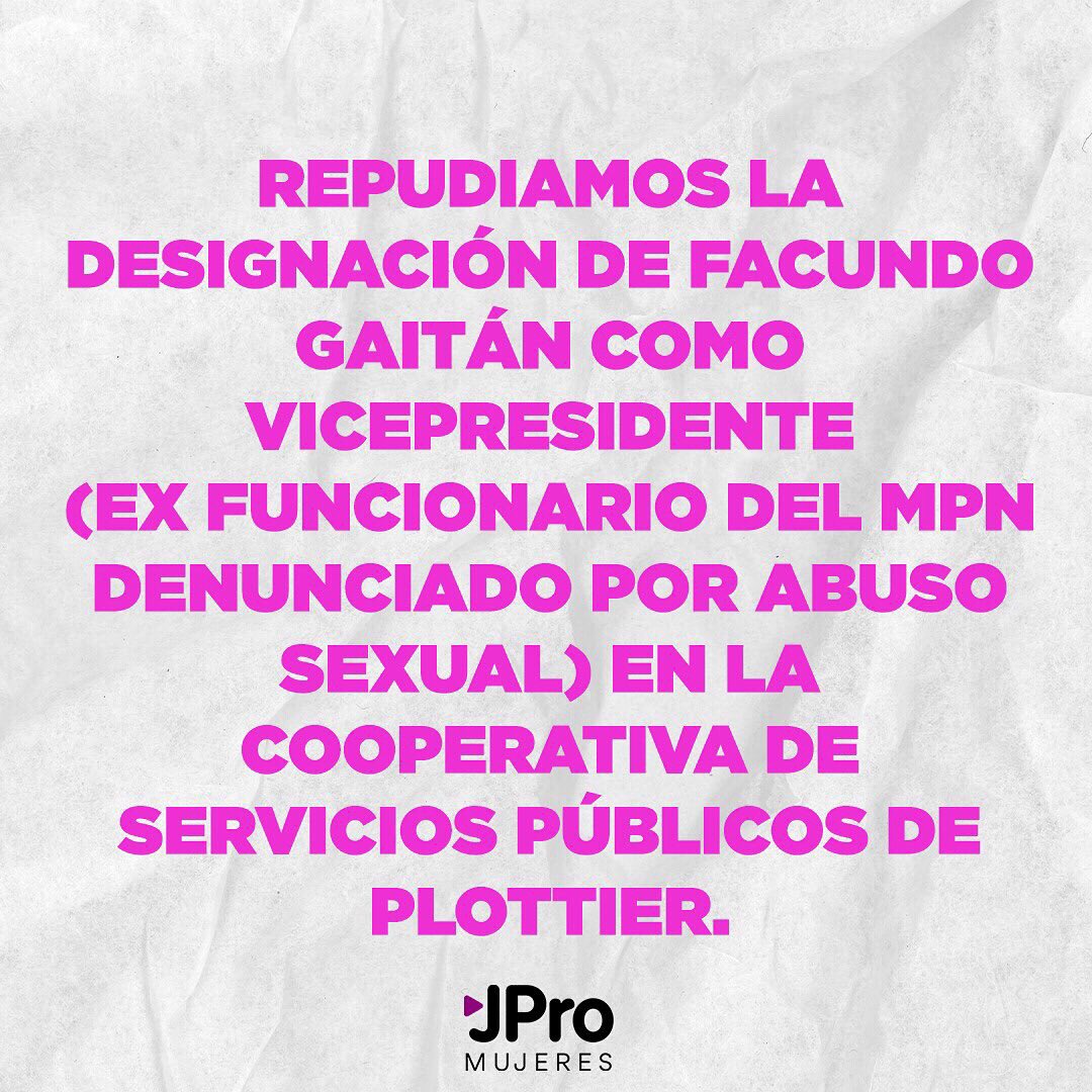 JproMujeres's tweet photo. No podemos seguir permitiendo que abusadores sigan ocupando espacios de poder. Basta. https://t.co/GmlaHlnBaf