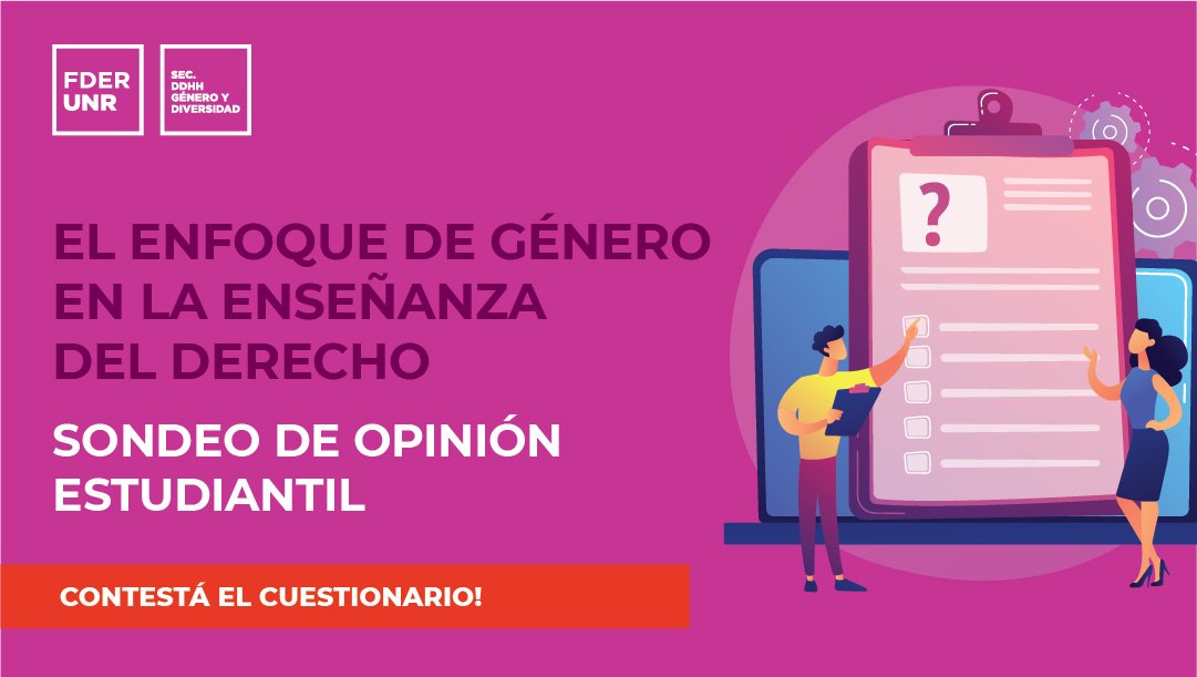 🌈💜Si sos estudiante de <a href="/DerechoUNR/">DerechoUNR</a> ya podes participar de este sondeo que busca conocer sus opiniones sobre nuestro plan de estudios y la perspectiva de género. 

Ingresa al siguiente link: forms.gle/78AdP829rzNv4j…