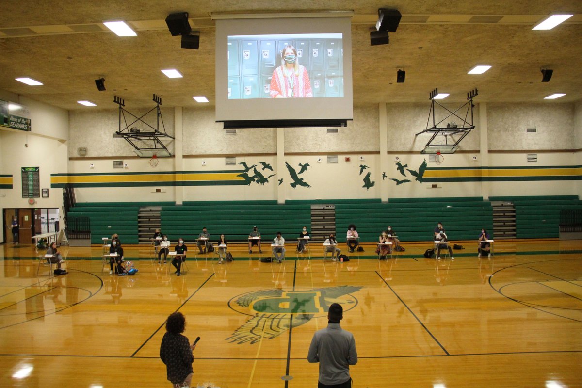 psd401's tweet photo. Peninsula School District's AVID program at @Peninsula1947 celebrated its seniors with an AVID Signing Day Ceremony this week!

Each senior was introduced via a video greeting from a staff member and shared post-graduation plans before signing.

Congratulations, all!

#WeArePSD https://t.co/84nKQq53HG