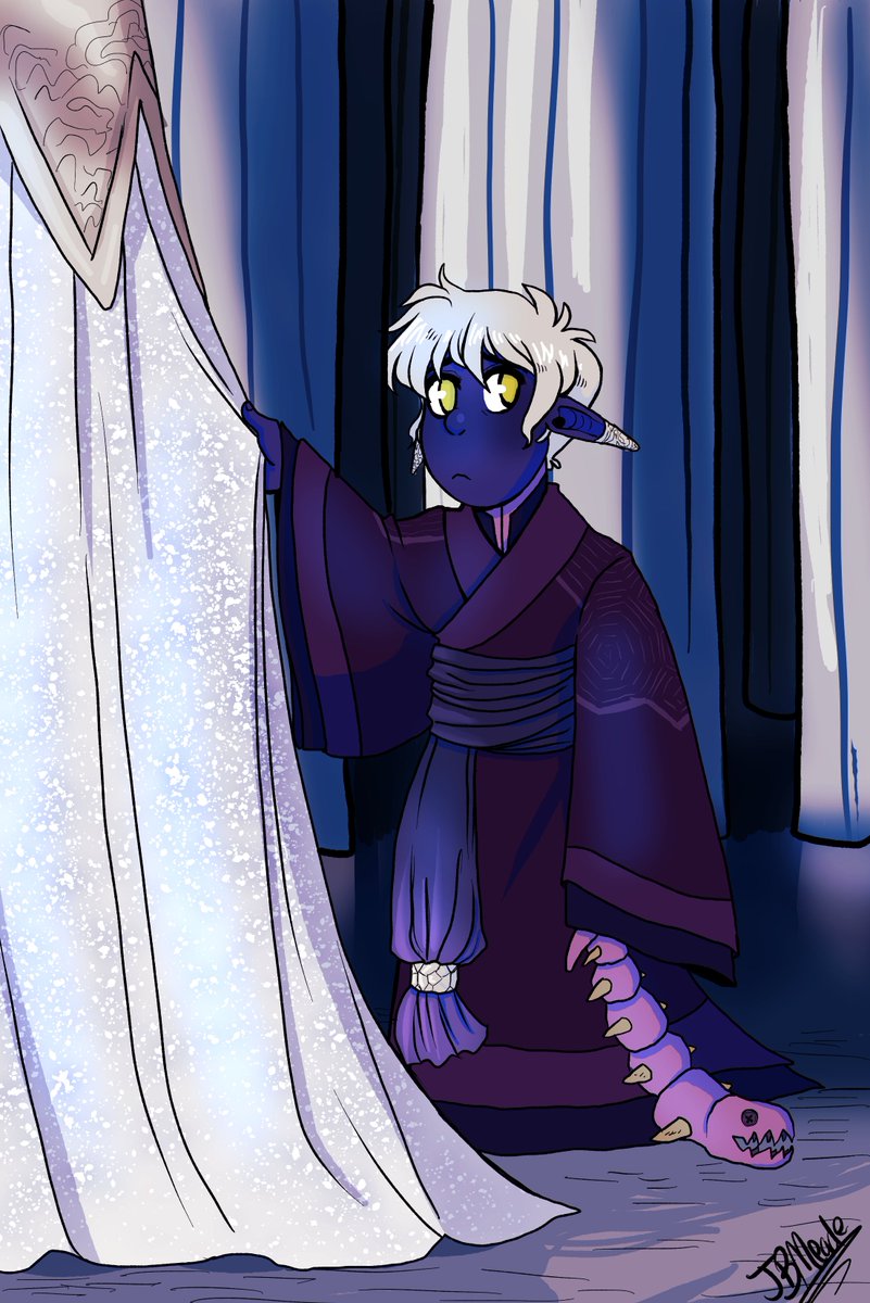 JBMeade's tweet photo. This started as a doodle and it got out of hand
Essek would have been the cutest kid and nobody can tell me otherwise
#essekthelyss #CriticalRole #criticalrolefanart https://t.co/t3Xrz3ZfXu