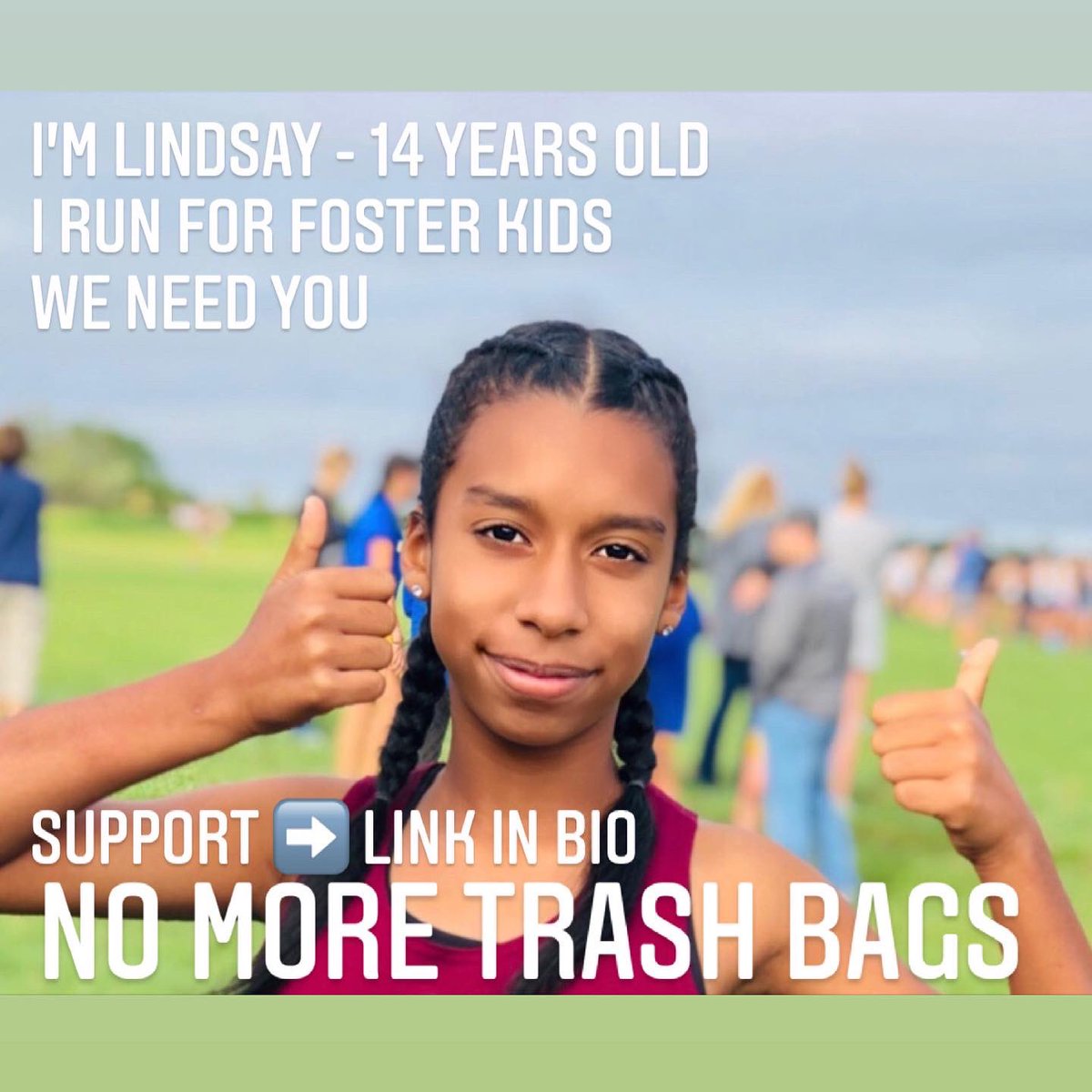 TammyLiriano's tweet photo. When children enter Foster care, they are often given trash bags to carry all their belongings. My name is Lindsay Liriano and to celebrate my 14th birthday I will run 15K (9.3 miles) promoting this program that replaces trash bags with beautiful sweet cases. @TogetherWeRise https://t.co/sJDEqfUht4