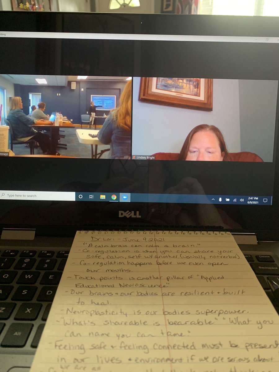 Stuck at home sick when I should’ve been attending a PD with the amazing <a href="/desautels_phd/">Lori Desautels</a>. Luckily my principal <a href="/GMPrincipal_100/">Lindsey Bright</a> let me zoom in on his computer! Still had a page full of notes from home! Thank you for sharing your wisdom, Dr. Lori! Can’t wait to learn more tomorrow!