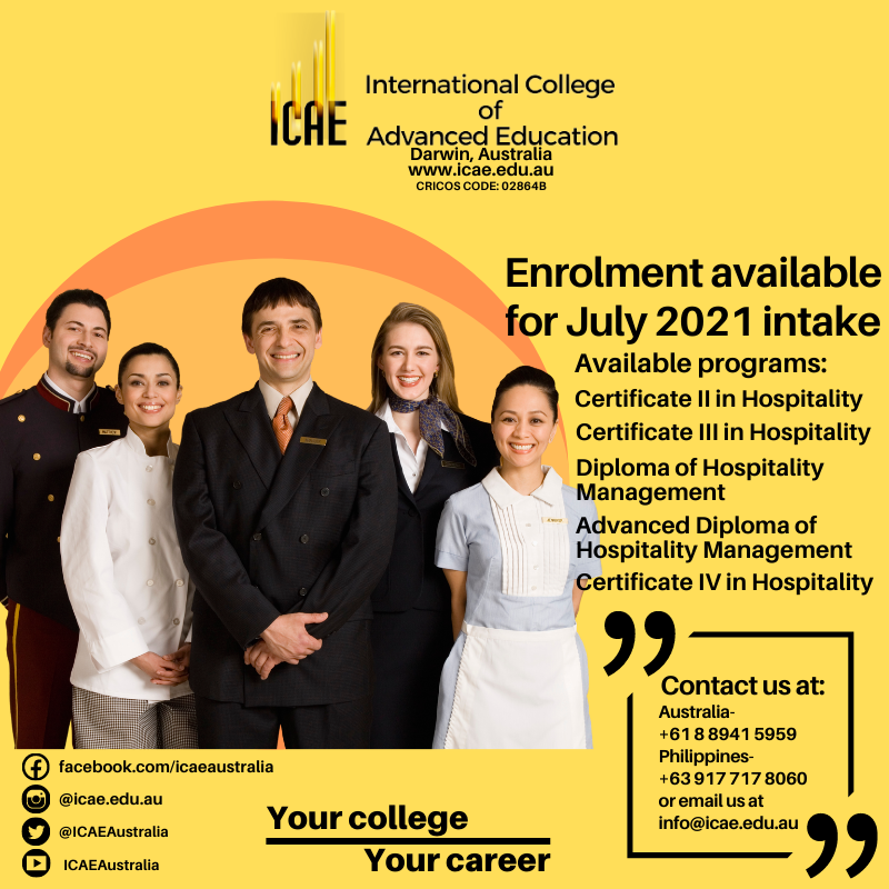 ICAEAustralia's tweet photo. You can now work unlimited hours in one of the NT’s 7,000 hospitality vacancies, while studying and also gain access to ICAE’s customised payment plans.  Contact ICAE now to find out more about their range of courses.
Apply online through the link below: https://t.co/k5JoK7LfJP https://t.co/PpB6rQfwHt