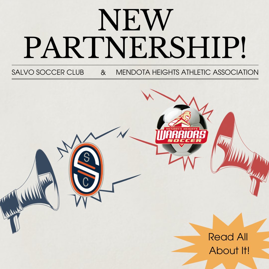 SalvoSoccer's tweet photo. We are excited to announce our partnership with Mendota Heights Athletic Association and their community soccer program, Warriors Soccer!
Read all about this exciting collaboration at the following link- https://t.co/jJfbOXIFSc https://t.co/jWSJFCkFu4