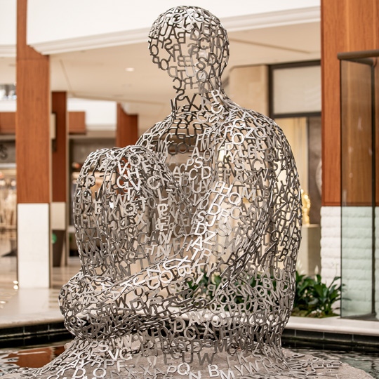 gettinlocal's tweet photo. This seminal work by Jaume Plensa is located at the Aventura Mall in Hollywood, Florida. Letters created from stainless steel form the physical constitution of a contemplative being.  #Travel https://t.co/eTNxGWu9kV