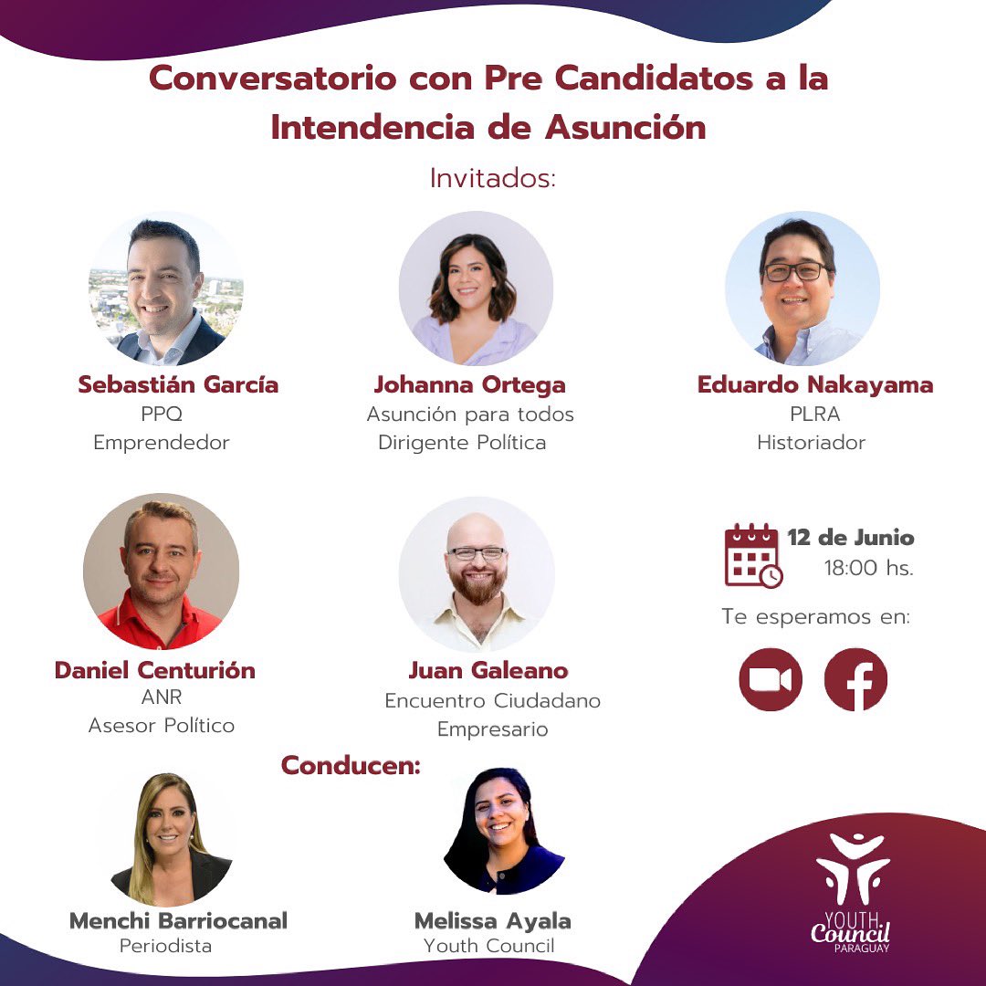 youthcouncilpy's tweet photo. Las ciudades del país se preparan para elegir a sus próximos intendentes y vos probablemente todavía ni sabés por quién votar 🤷🏻‍♀️🤷🏽‍♂️

Unite a este imperdible debate del cual vos también vas a formar parte 😉

Conducen:

@menchibarriocan 
@meliayala94 

#YouthCouncilPy https://t.co/1mrRp3PDzm