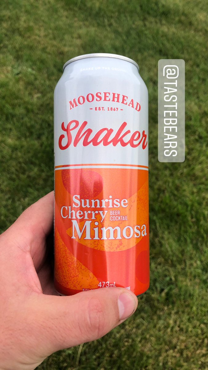 TasteBears's tweet photo. The Moosehead Shaker - Sunrise Cherry Mimosa #Beer Cocktail might be a mouth full to say but is a surprising treat on a hot summer evening with my toes curled in the grass and this cold Cherry flavoured beer in my mouth hole life is good! I got this at my local @lcbo @moosehead https://t.co/63WtS8JvxQ