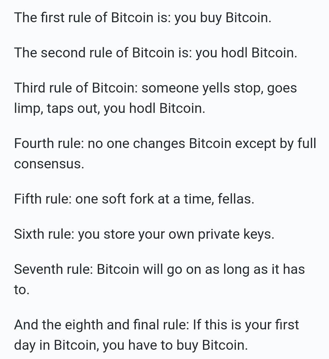 julianhosp's tweet photo. Rules of #bitcoin https://t.co/KyFx5cVx8A