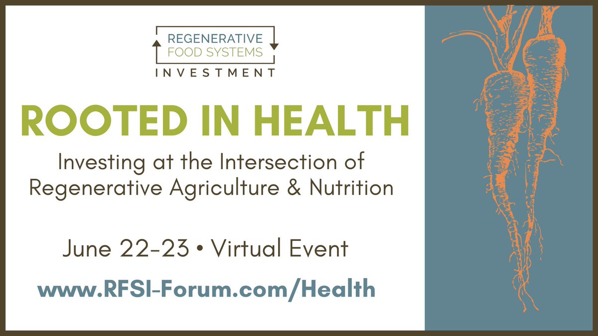 Wondering what role #health and #nutrition outcomes play in a food and agriculture investment thesis? #RootedinHealth will dig into the relationship between the way we do agriculture and human health.
rfsi-forum.com/health/
#foodasmedicine #agriculture #investment #soil