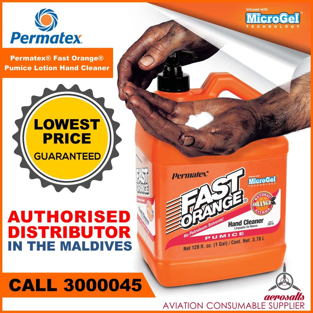 aerosalts's tweet photo. The #1 selling, biodegradable, waterless, petroleum solvent-free hand cleaner that contains no harsh chemicals, petroleum solvents or ammonia that can sting cuts or abrasions. Pure, fresh-smelling natural citrus power does the cleaning.#permatex #fastorange #maldives https://t.co/DlolOYPndq
