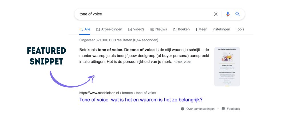 Trots dat Google ons artikel over tone of voice met een featured snippet beloont! Altijd leuk om bovenaan de staan bij de zoekresultaten. Webteksten nodig met een goed uitgedachte en consistente tone of voice? Check: bit.ly/3dn6fbm