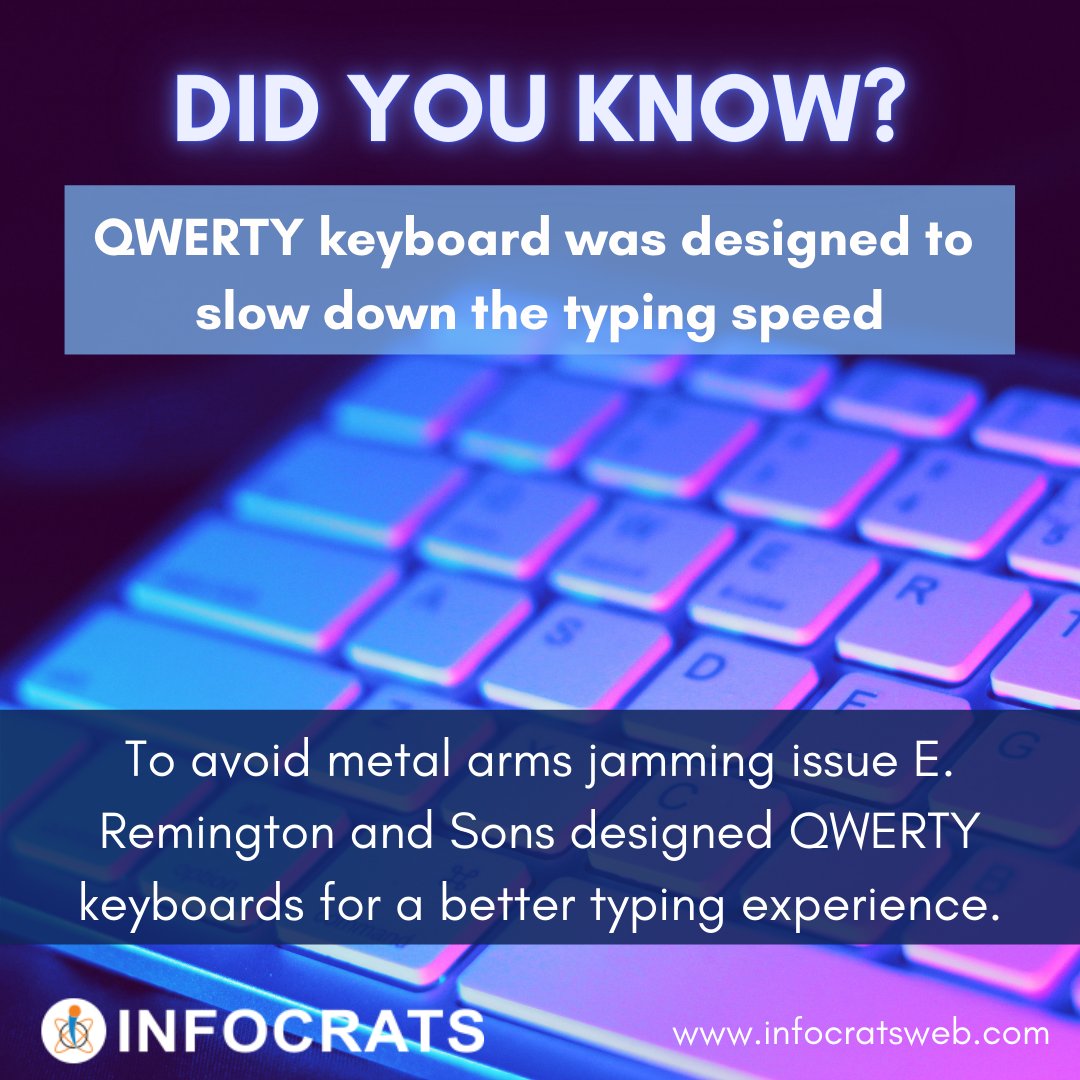 INFOCRATSweb's tweet photo. Did you know that? ๐ฑ๐ฑ๐ค๐
Follow us for more amazing facts and updates. โช๐ฌ๐ก๐ฃ
@infocratswebsolutions
#infocratswebsolutions #knowledge #facts #didyouknow #updates #keyboard #inventions #generalknowledge #knowledgeworld #softwareservices https://t.co/pgkIfbj9x7