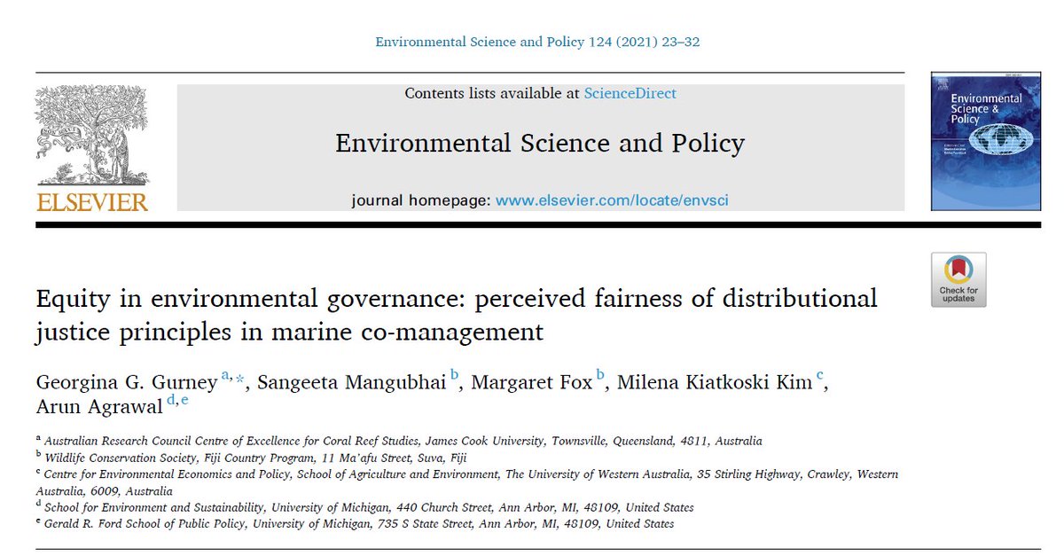 Georgina Gurney (@georgina_gurney) on Twitter photo New paper examining local stakeholders’ conceptions of distributional fairness in marine co-management, including whether they vary for different societal groups - thanks for the great collaboration @smangubhai, Margaret Fox, <a href="/milenakim/">Milena Kim</a> & @gotonura! (1/7)
authors.elsevier.com/a/1dC5T5Ce0rgA… New paper examining local stakeholders’ conceptions of distributional fairness in marine co-management, including whether they vary for different societal groups - thanks for the great collaboration @smangubhai, Margaret Fox, <a href="/milenakim/">Milena Kim</a> & @gotonura! (1/7)
authors.elsevier.com/a/1dC5T5Ce0rgA…