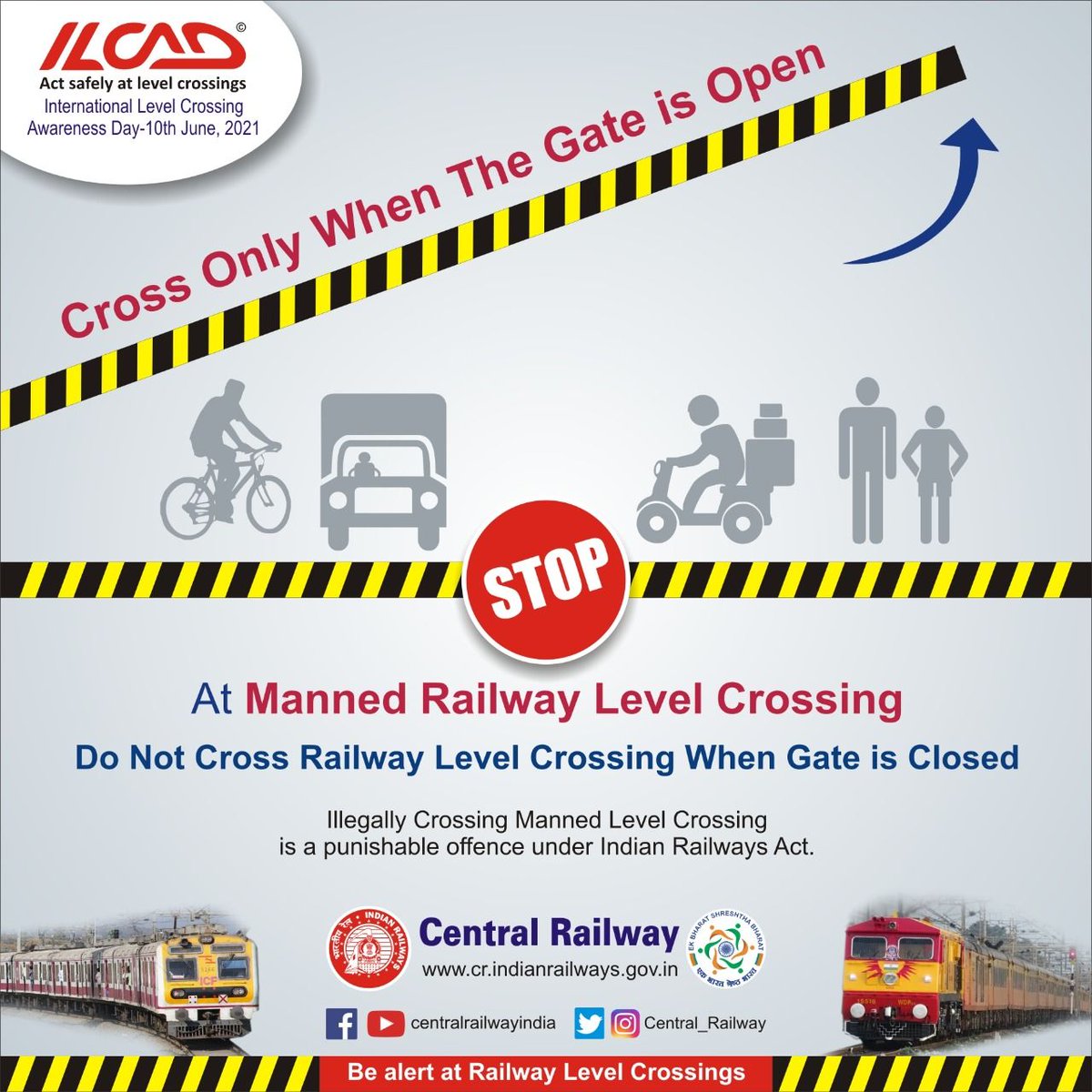 Central Railway S Tweet On International Level Crossing Awareness Day Let Us Pledge Ourselves To Be Safe Be Alert And Be Responsible Trendsmap
