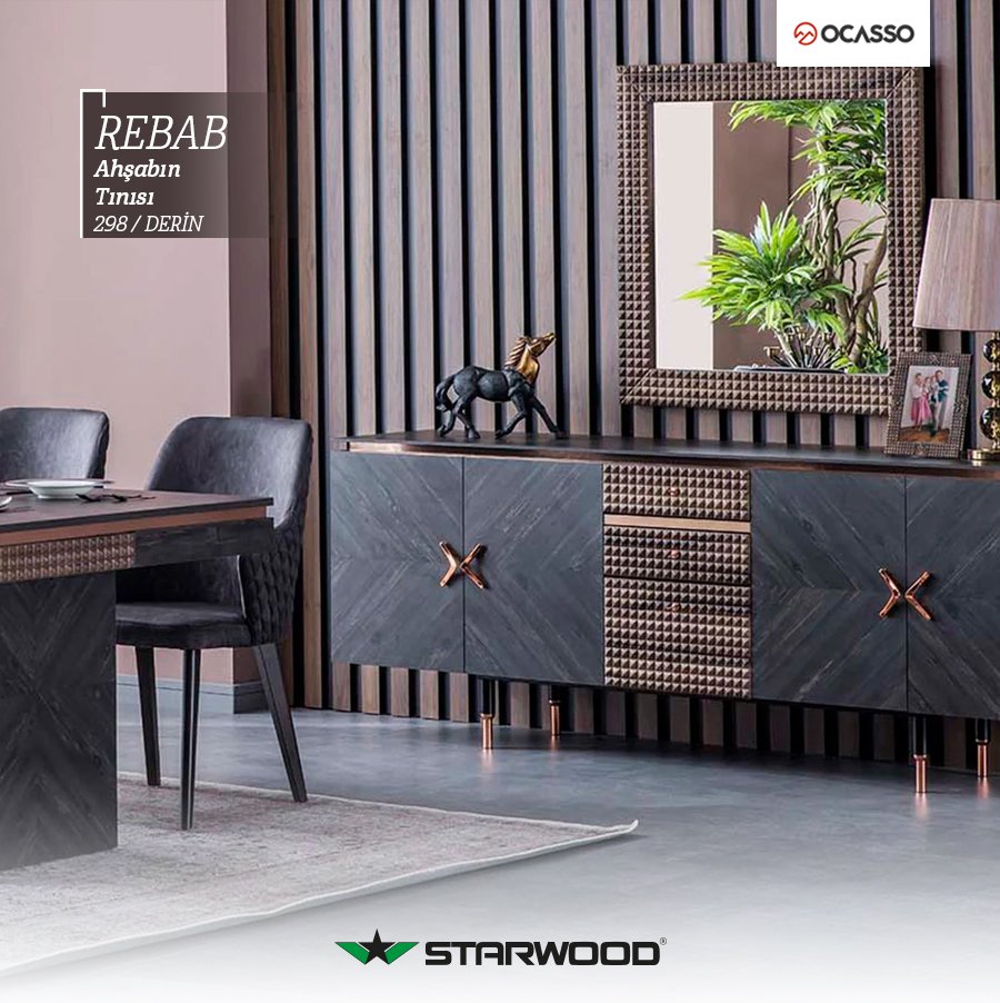 starwoodas's tweet photo. Modası geçmeyen doğal koyu tonlarla etkileyici bir görünüm yakalayabilirsiniz. Mesela Ahşabın Tınısı koleksiyonumuzdan Rebap dekoru ile üretilmiş mobilyalarla...
#AhşabınTınızı #Rebap #koleksiyon #collection #dekorasyon #decoration #interiordesign #design https://t.co/sL0J8w8gD6