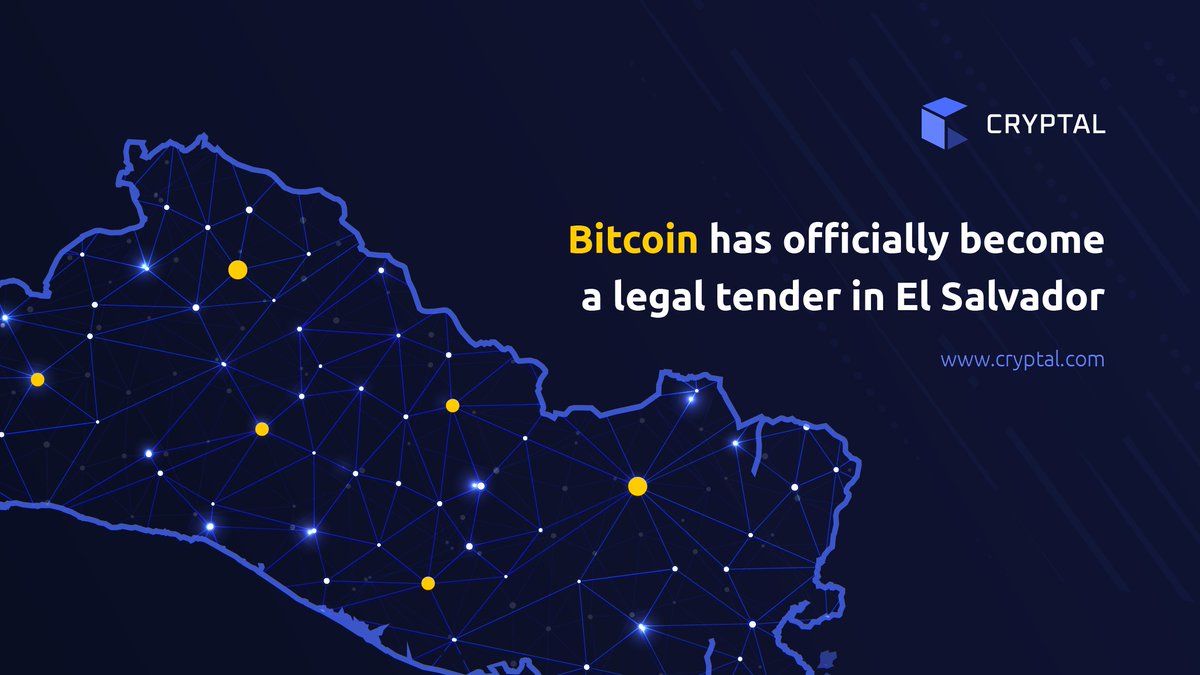 Cryptalexchange's tweet photo. 🎯 The president of #ElSalvador, #NayibBukele, has tweeted that the law which officially turns Bitcoin into a legal tender in the country has been passed by a supermajority decision. ‼️

#cryptocurrency #Crypto #cryptalexchange https://t.co/38Gizf5ijY