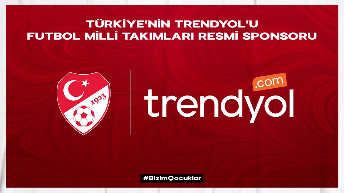 Türkiye'nin trendyol'u Futbol Millî Takımları resmi sponsoru. Ailemize hoş geldin <a href="/Trendyol/">Trendyol</a> 🇹🇷 #BizimÇocuklar
