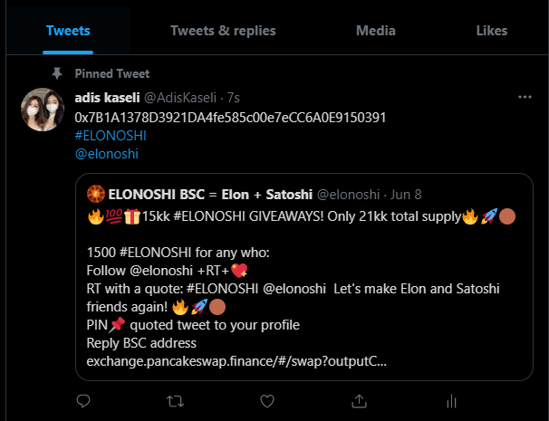 AdisKaseli's tweet photo. @elonoshi 0x7B1A1378D3921DA4fe585c00e7eCC6A0E9150391 https://t.co/54pFJkyl79