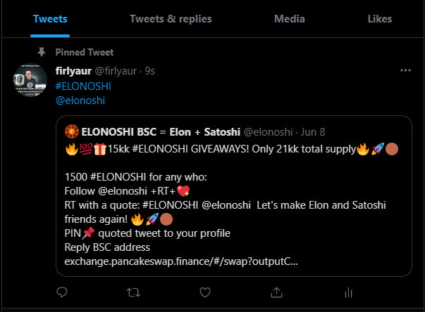 firlyaur's tweet photo. @elonoshi 0x0214f2f0E0CBb8E4E149eBCAA5c24c845E9630a9 https://t.co/Kr2XDJQxbT