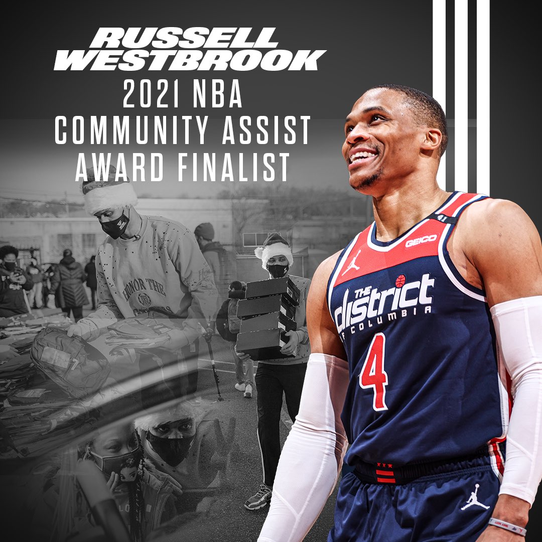 Congrats Russell! Vote now through June 19th by tweeting #NBACommunityAssist & @russwest44 or on Jebbit bit.ly/3zmcWGu #whynot