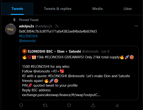 adelpu2s's tweet photo. @elonoshi 0x8C8f84c7b3c8f7Fa171afa43B2ae84bda4b6D9d3 https://t.co/BHZIdZUPg9