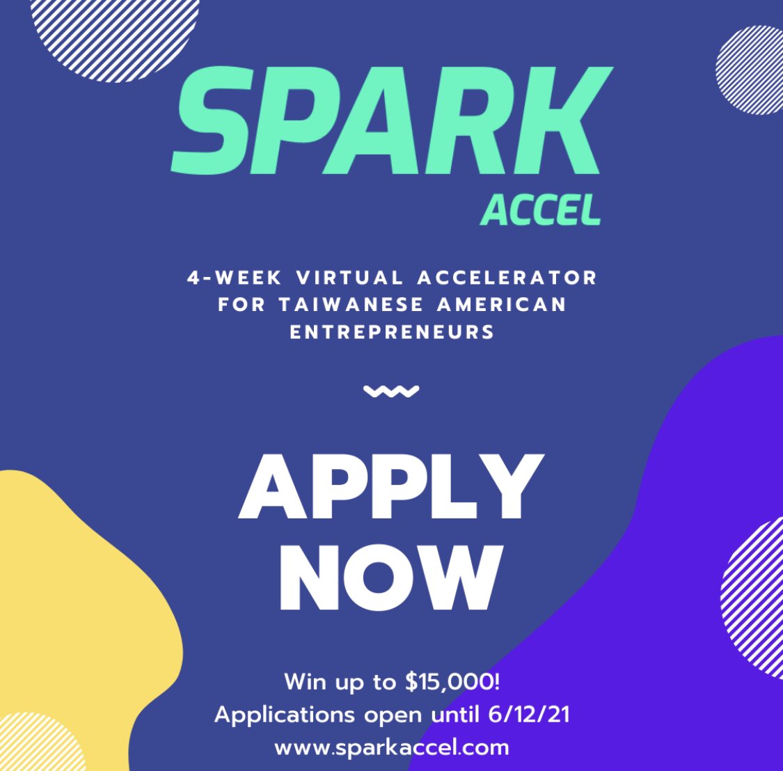 Taiwanese American founders! A few more days more to apply for the <a href="/sparkaccel/">sparkaccel</a> accelerator and get a chance to win $15000! #Taiwanese