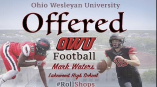 MarkWaters45's tweet photo. Thankful to have received my first offer from Ohio Wesleyan! @CoachWard @CoachTomWatts @OWUFB https://t.co/K6mxiKvocZ