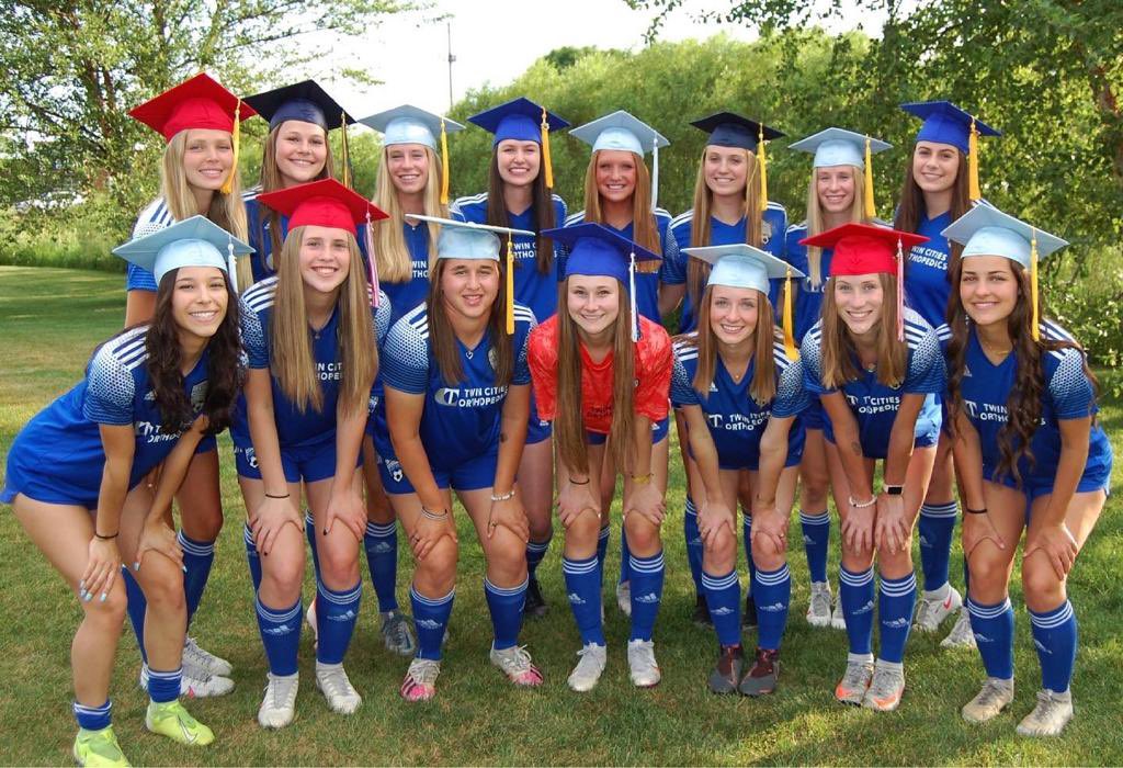 BlaineWave's tweet photo. Senior Shoutout for the @BlaineWave. 15 of our 16 graduating this week. 6 different HS’s. Average years with the club per player is 10 years. These are dedicated, not club jumpers, playing at the highest level in MYSA Premier and TCSL NPL.  @BlaineSoccerMN https://t.co/bD4HaZuHVu