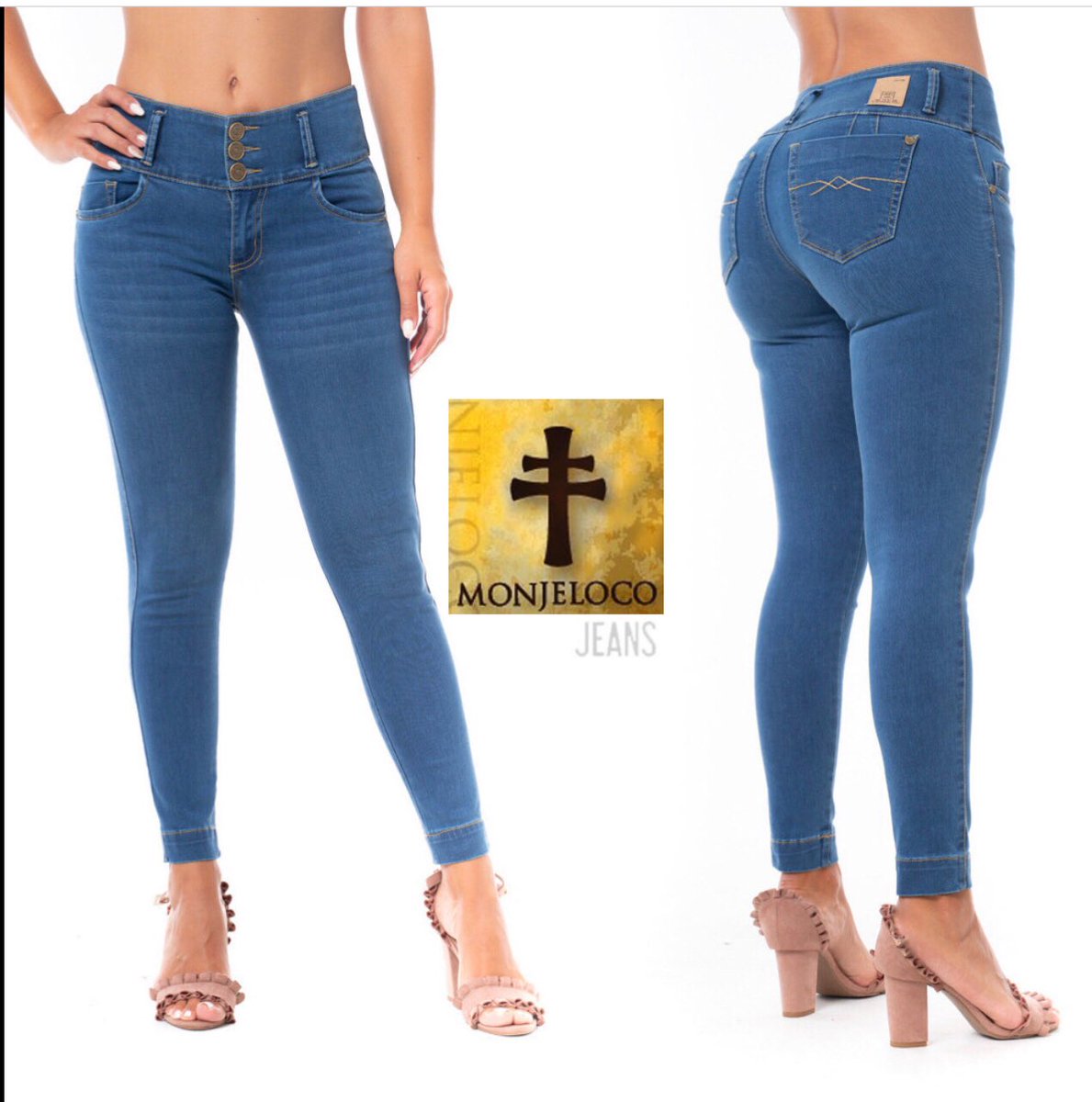 complements your curves with Mid  Wash fantastic jean high waist and relaxed fit through the hip designed with super-stretch denim..New collection online monjelocojeans.com
