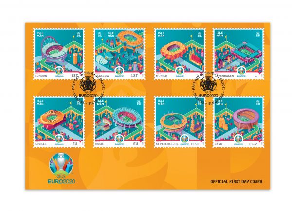 sustainable63's tweet image. #Isleofman issues eight stamps on #UEFA2020 featuring #hostcities &amp;amp; #stadiums. #Philately #FootballPhilately.