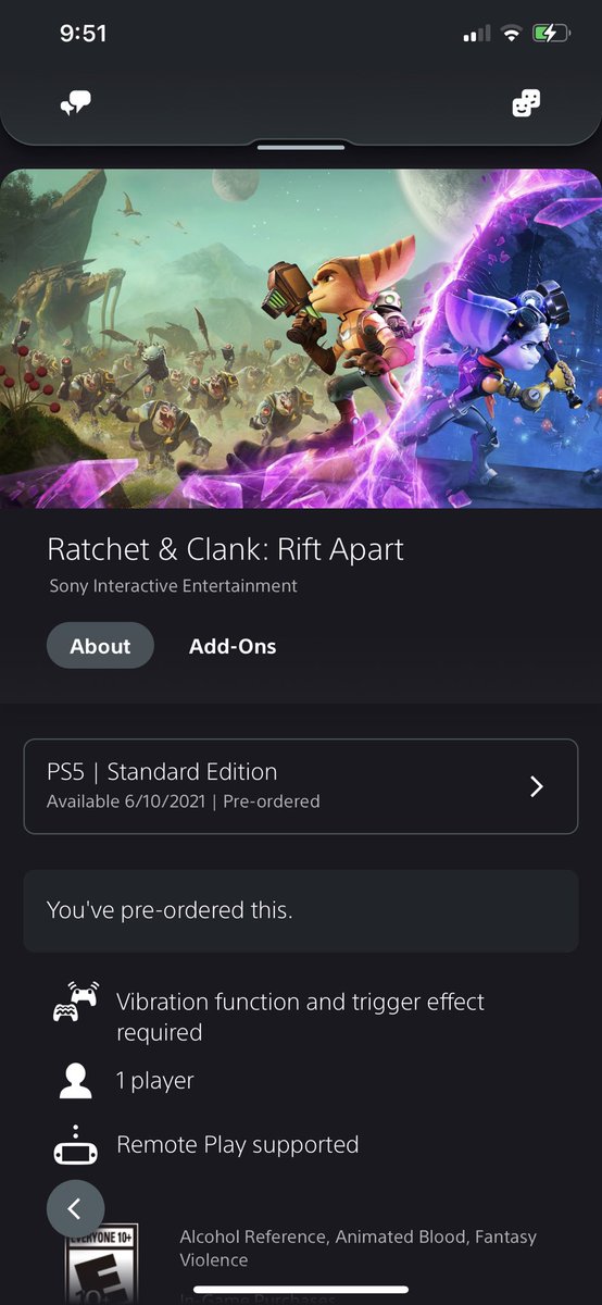 _EvilSnakE_'s tweet photo. Why can’t I preload/pre install #RatchetAndClankRiftApart ?

The pre load started June 4th, right?
@PlayStation @insomniacgames @RatchetPS5 https://t.co/VHyFKJ649A