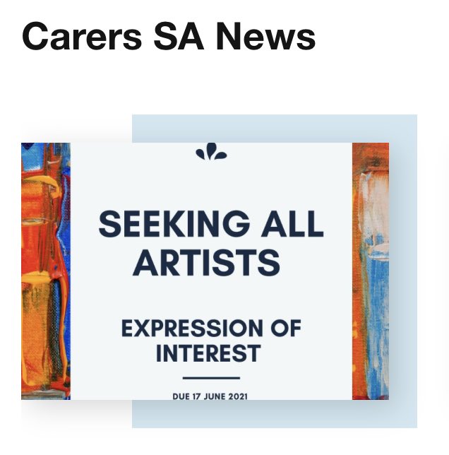 HUGE ARTIST OPPORTUNITY 
<a href="/Carers_SA/">Carers SA</a> is seeking to commission a public artwork to educate, raise awareness and celebrate carers in the community. More info here: carerssa.com.au/expression-of-…
