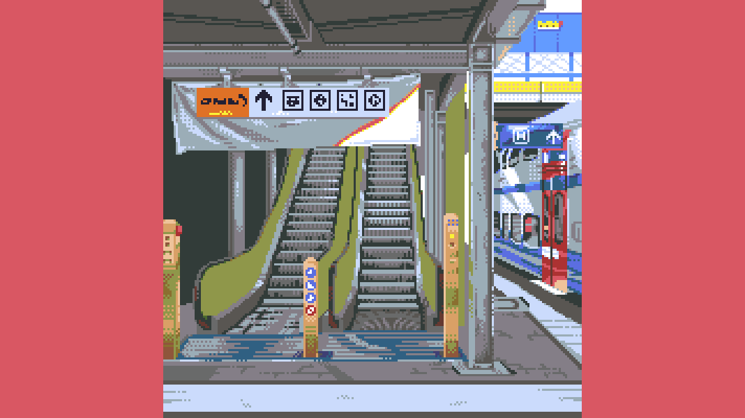 zombimode's tweet photo. DB32 Train Station #Escalator 
@Pixel_Dailies #pixel_dailies #pixelart https://t.co/1W5MZ6bcHQ