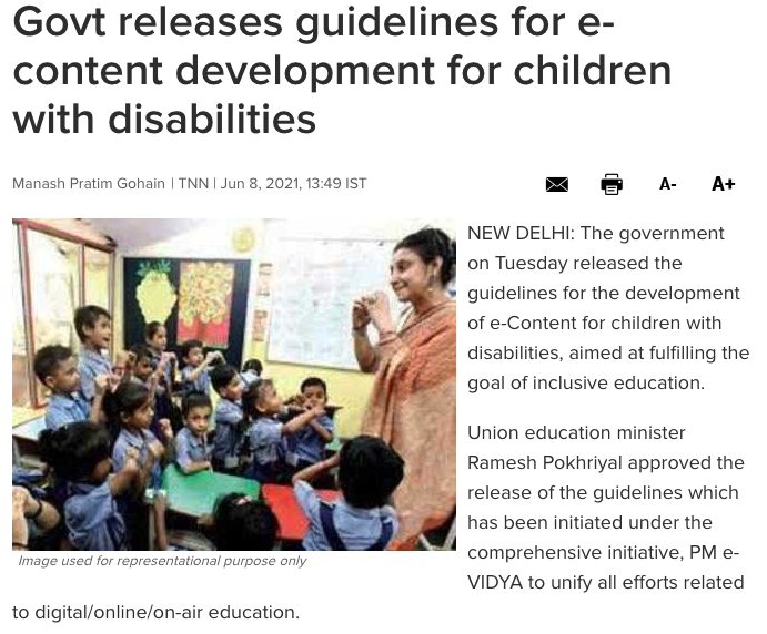 suniyengo's tweet photo. An important and much needed initiative by the Govt. of India for the development of e-Content for children with disabilities aimed at fulfilling the goal of inclusive education under the initiative PM e-Vidya.

https://t.co/y0H1S3eOsI https://t.co/pGsdA0q5UD