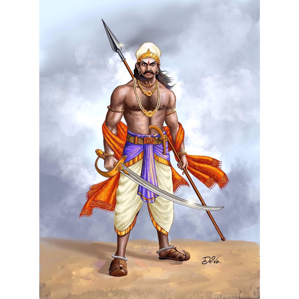 TeamMHCRF's tweet photo. Celebrating the 220th year of the brave warrior, The chief of Paganeri and a faithful friend of the Great Marudu brothers who fought valiantly against the British force. The following portrait of the great Vaalukku Veli Ambalam was made by Deiva Arts.
#வாளுக்குவேலிஅம்பலம்பெருவிழா https://t.co/e62nTKDMZc